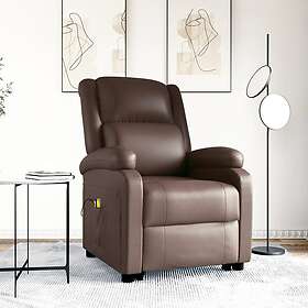 vidaXL Massagefåtölj med uppresningshjälp brun konstläder 3110859