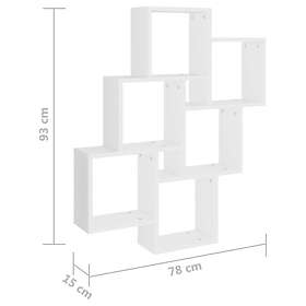 vidaXL Vägghylla kubformad vit 78x15x93 cm konstruerat trä 807169