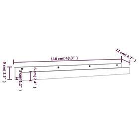 vidaXL Väggskåp 2 st Svart 110x12x9 cm massiv furu 823598