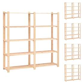 vidaXL Förvaringshylla 5 hyllor 170x38x170cm massiv furu 500kg 3051111