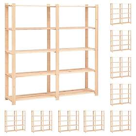 vidaXL Oppbevaringshylle 5 hyller 10 stk 170x38x170 cm heltre furu 500 kg 305111