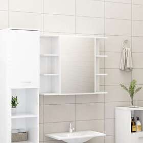 vidaXL Spegelskåp för badrum vit högglans 80x20,5x64cm konstruerat trä 802612
