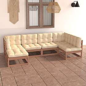 vidaXL Loungegrupp med dynor 6 delar massiv furu 3076737