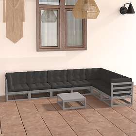vidaXL Lounge-ryhmä med dynor 8 delar grå massiv furu 3076801