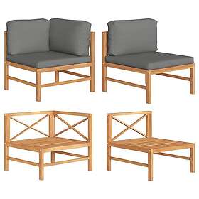 vidaXL Loungegrupp för trädgården med mörkgråa dynor 2 delar teak 316116