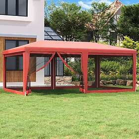 vidaXL Partytält med 6 sidoväggar i nät 6x4 m HDPE röd 319260