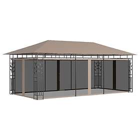 vidaXL Paviljong med myggnett 6x3x2.73m taupe 180g/m²