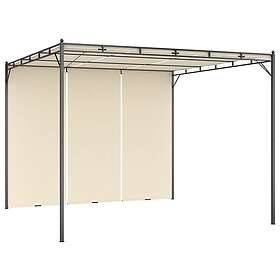 vidaXL Pavilion with curtains 3x3m cream white steel