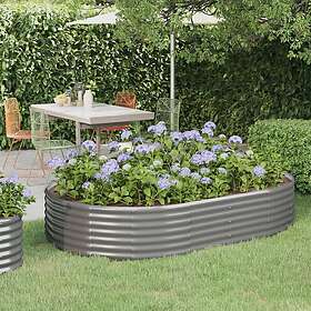 vidaXL Odlingslåda pulverlackerat stål 214x140x36 cm grå 319024