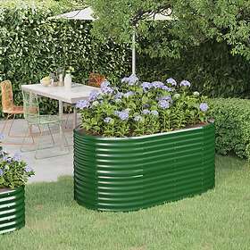 vidaXL Odlingslåda pulverlackerat stål 152x80x68 cm grön 318948