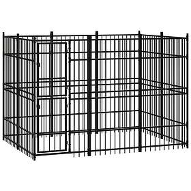 vidaXL Hundgård för utomhusbruk stål 5,53 m² 3097957