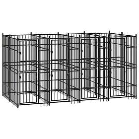 vidaXL Hundgård för utomhusbruk stål 7,37 m² 3097939