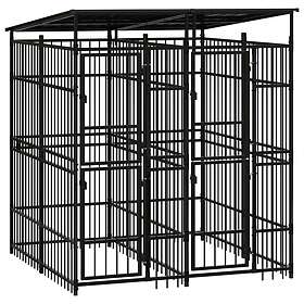 vidaXL Hundgård för utomhusbruk ståltak 3,69 m² 3097947