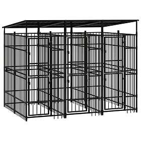 vidaXL Hundgård för utomhusbruk ståltak 5,53 m² 3097948