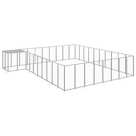 vidaXL Hundgård silver 25,41 m² stål 3082246