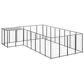 vidaXL Hundgård svart 10,89 m² stål 3082226