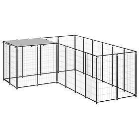 vidaXL Hundgård svart 4,84 m² stål 3082211