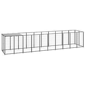 vidaXL Hundgård svart 6,05 m² stål 3082201
