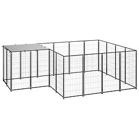 vidaXL Hundgård svart 6,05 m² stål 3082205