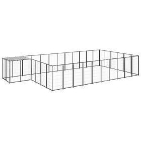 vidaXL Hundgård svart 19,36 m² stål 3082215