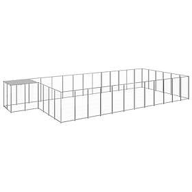 vidaXL Hundgård silver 22,99 m² stål 3082223