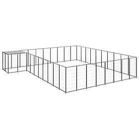 vidaXL Hundgård svart 25,41 m² stål 3082240