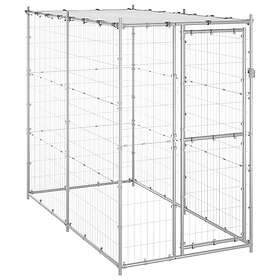 vidaXL Hundgård med tak för utomhusbruk 110x220x180 cm stål
