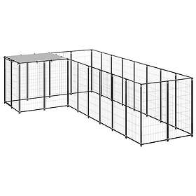 vidaXL Hundgård svart 6,05 m² stål 3082225