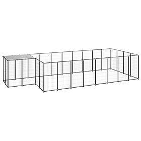vidaXL Hundgård svart 10,89 m² stål 3082207