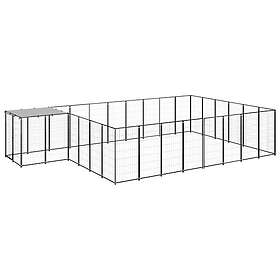 vidaXL Hundgård svart 15,73 m² stål 3082214