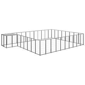 vidaXL Hundgård svart 25,41 m² stål 3082229