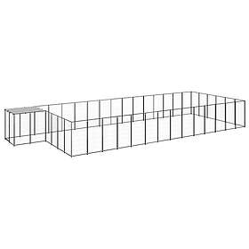 vidaXL Hundgård svart 26,62 m² stål 3082217