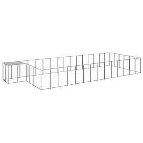 vidaXL Hundgård silver 26,62 m² stål 3082224