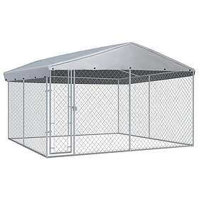 vidaXL Hundkennel med tak för utomhusbruk 382x382x225 cm 145029