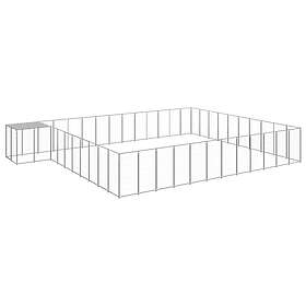 vidaXL Hundgård silver 37,51 m² stål 3082248
