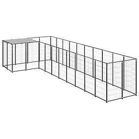 vidaXL Hundgård svart 7,26 m² stål 3082237