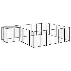 vidaXL Hundgård svart 12,1 m² stål 3082213