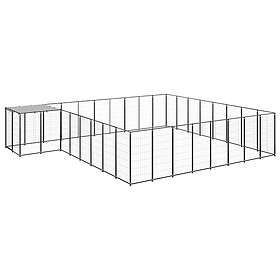 vidaXL Hundgård svart 20,57 m² stål 3082228
