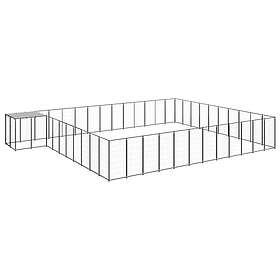 vidaXL Hundgård svart 37,51 m² stål 3082242