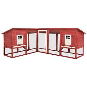 vidaXL Rabbit Cage with Enclosure Solid Fir Wood 144x52x70cm Red and White