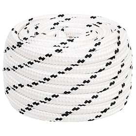 vidaXL Båtlina flätad vit 16 mm x 50 m polyester 152784