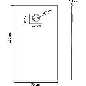 vidaXL Duschkar SMC svart 120x70 cm 144783