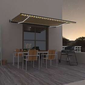 vidaXL Automatisk markis med vindsensor & LED 500x350 cm gul/vit 3069233