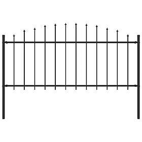 vidaXL Trädgårdsstaket med spjuttopp stål (0.5-0.75)x1.7 m svart 144940