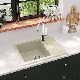 vidaXL Diskho med bräddavlopp oval beige granit 147103