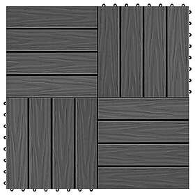 vidaXL WPC Terrassedekke 30x30 cm Svart 45036