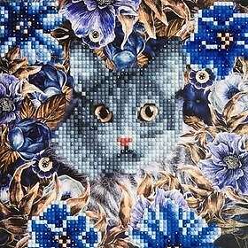 Diamond Painting Card Kit 18x18cm Cat & Flowers