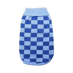 Stickad Hundtröja Checkerboard Blue /
