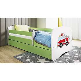 Kocot Kids Barnsäng Babydreams Grön Fire Truck Med Madrass 160x80cm