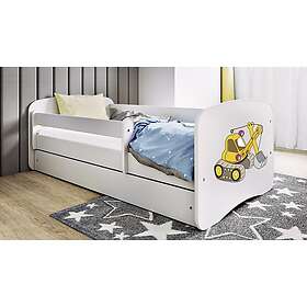 Kocot Kids Barnsäng Babydreams Vit Digger Med Låda Och Madrass 140x70cm